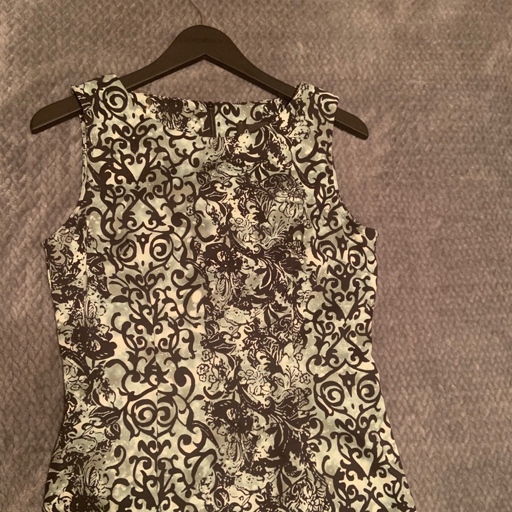Olive green dress with black print